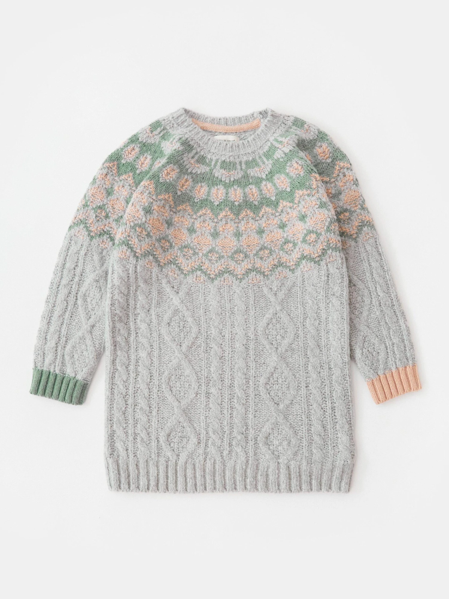 WHITE STUFF Cable And Pom Knitted Dress In GREY MULTI 1 WHITE STUFF Cable And Pom Knitted Dress In GREY MULTI