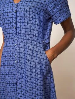 WHITE STUFF Ivy Linen Midi Dress In BLUE MULTI -Whte Stuffy Store 435424 BLUE MLT MD