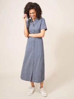 WHITE STUFF Rua Shirt Dress In NAVY PRINT