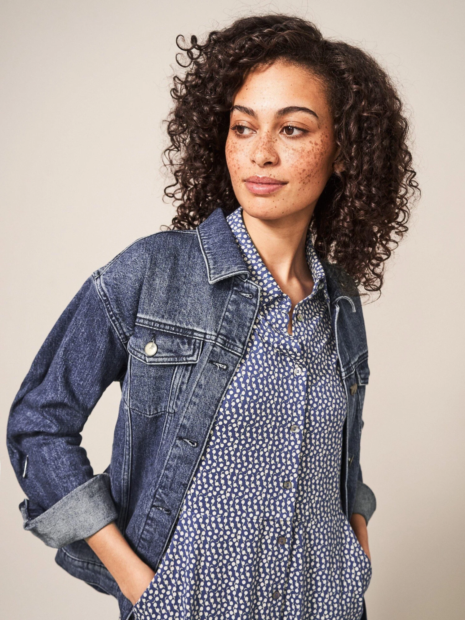 WHITE STUFF Rua Shirt Dress In NAVY PRINT 3 WHITE STUFF Rua Shirt Dress In NAVY PRINT - Image 3