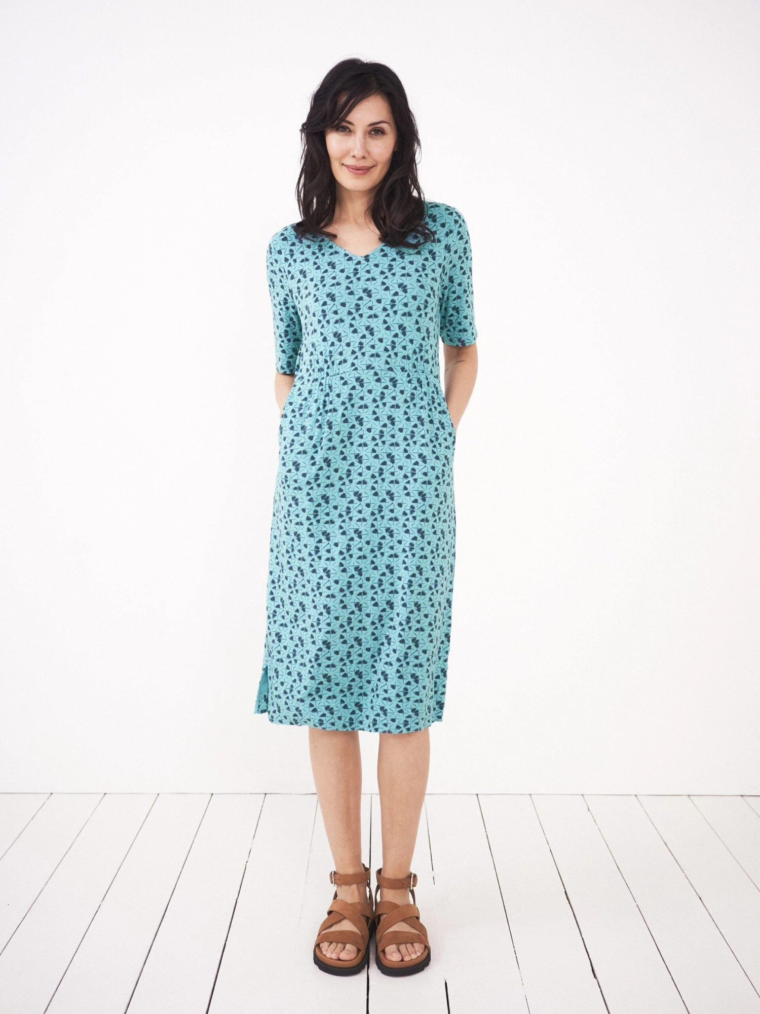 WHITE STUFF Kara Eco Vero Jersey Dress In BLUE MULTI 1 WHITE STUFF Kara Eco Vero Jersey Dress In BLUE MULTI