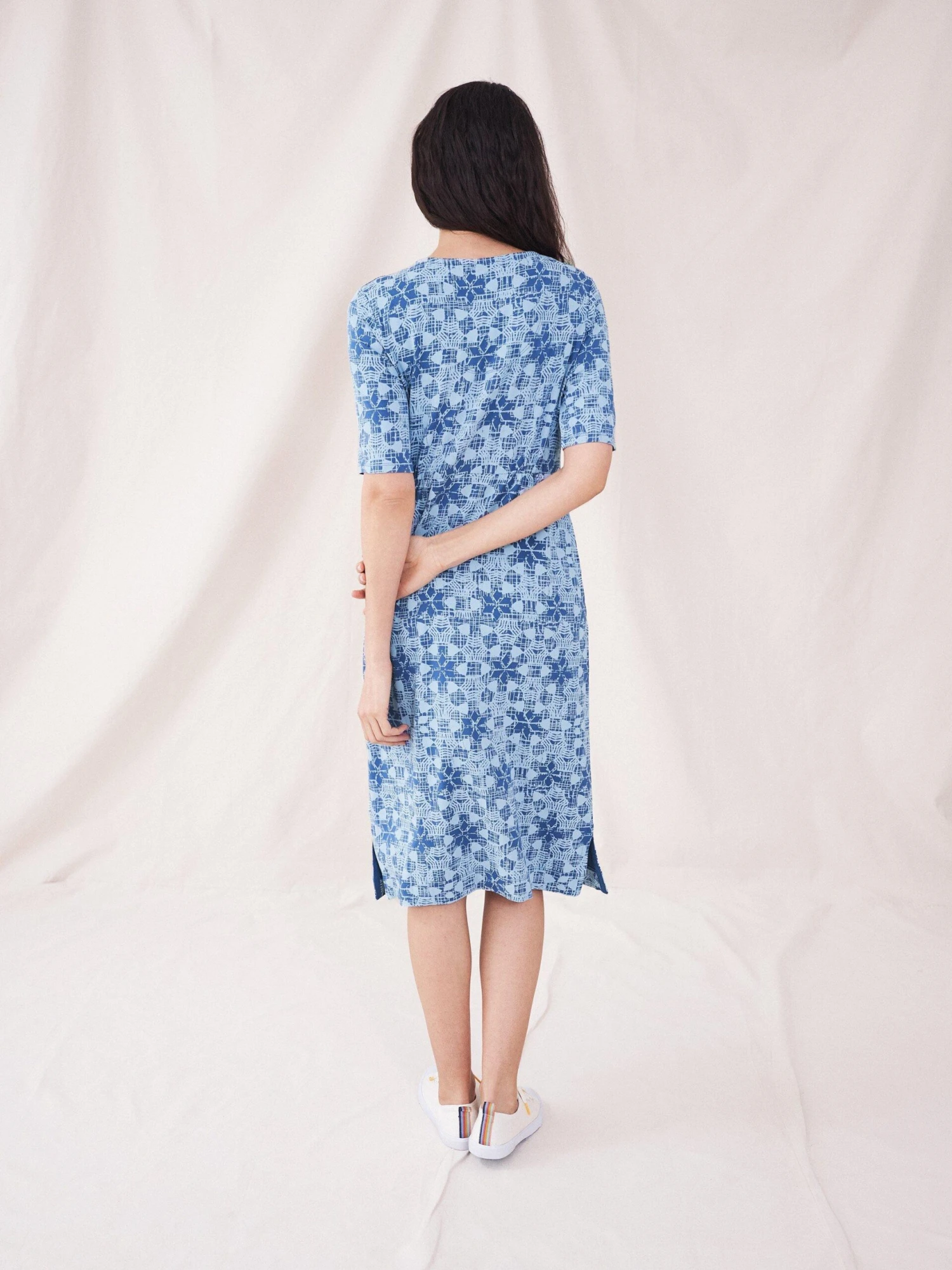 WHITE STUFF Kara Eco Vero Jersey Dress In BLUE PRINT 3 WHITE STUFF Kara Eco Vero Jersey Dress In BLUE PRINT - Image 3