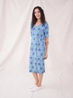 WHITE STUFF Kara Eco Vero Jersey Dress In BLUE PRINT