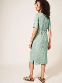WHITE STUFF Kara Eco Vero Jersey Dress In GREEN PRINT -Whte Stuffy Store 436087 GREEN PR MB