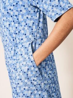 WHITE STUFF Kara Eco Vero Jersey Dress In MID BLUE -Whte Stuffy Store 436087 MID BLUE MD 1
