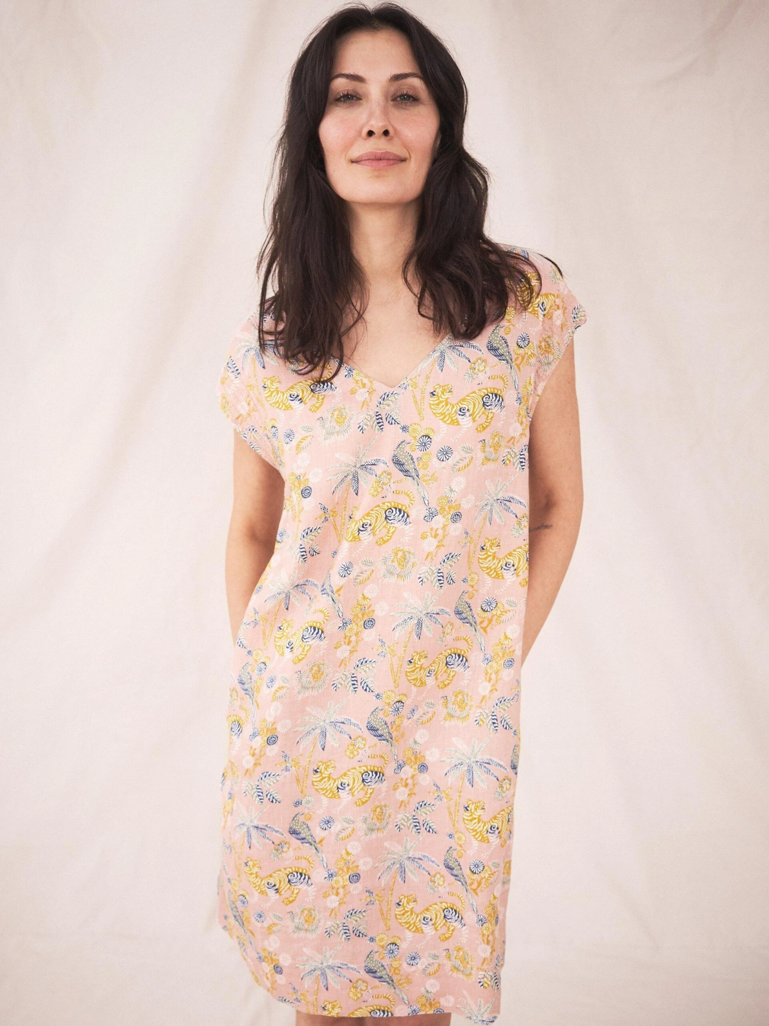 WHITE STUFF Adley Linen Dress In PINK MULTI 1 WHITE STUFF Adley Linen Dress In PINK MULTI