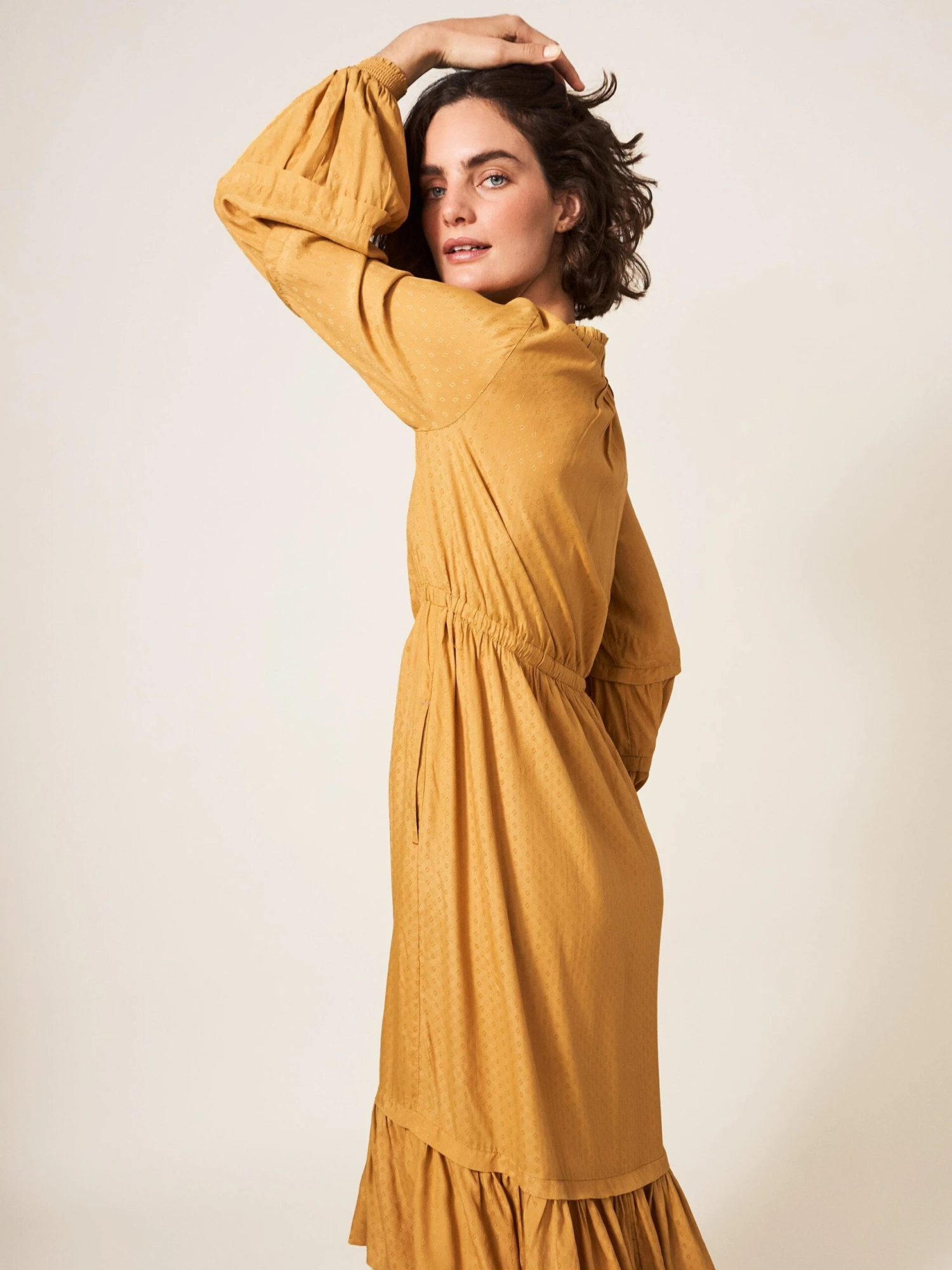 WHITE STUFF Maisy Midi Dress In LIGHT YELLOW 4 WHITE STUFF Maisy Midi Dress In LIGHT YELLOW - Image 4