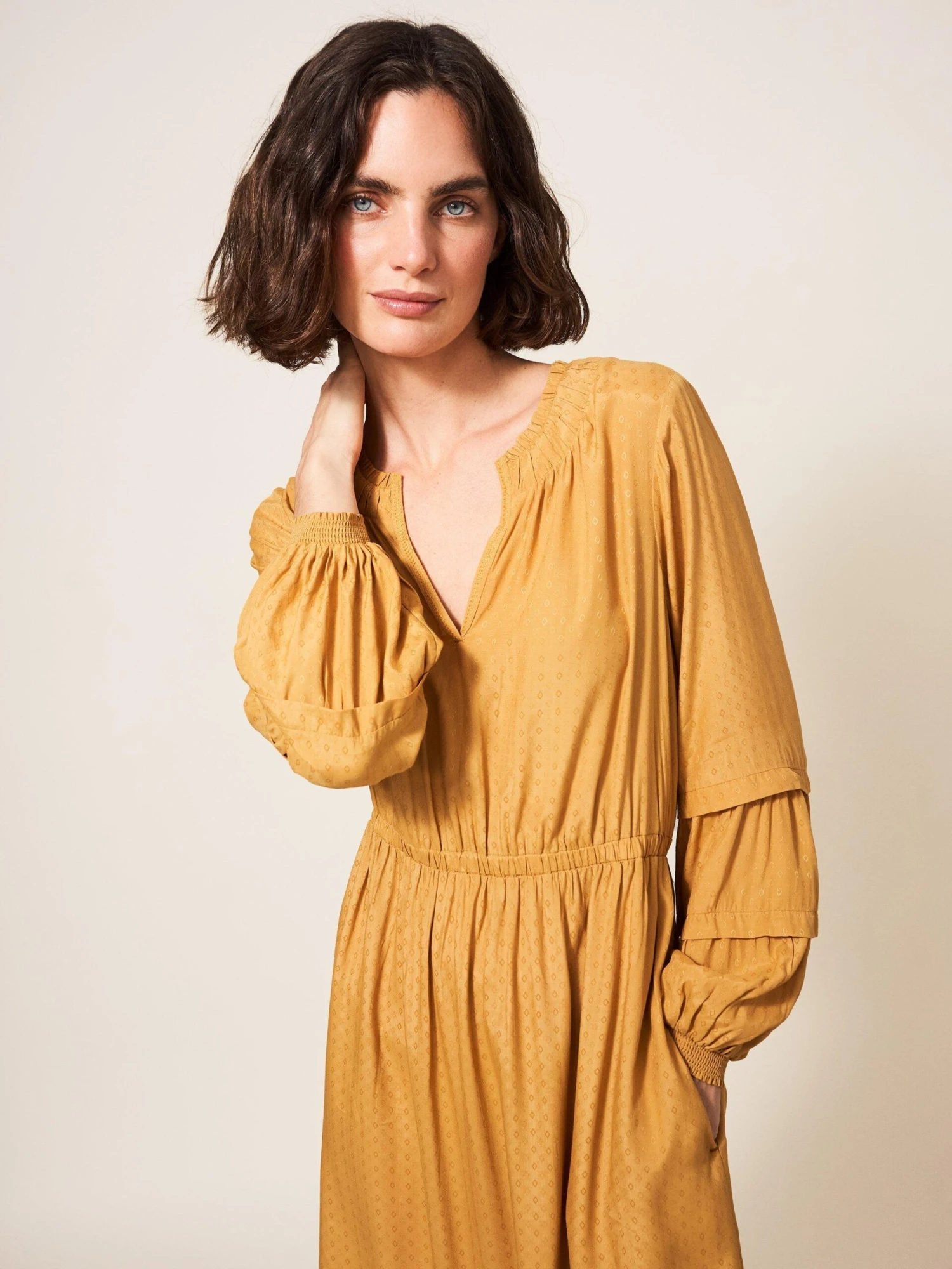 WHITE STUFF Maisy Midi Dress In LIGHT YELLOW 2 WHITE STUFF Maisy Midi Dress In LIGHT YELLOW - Image 2