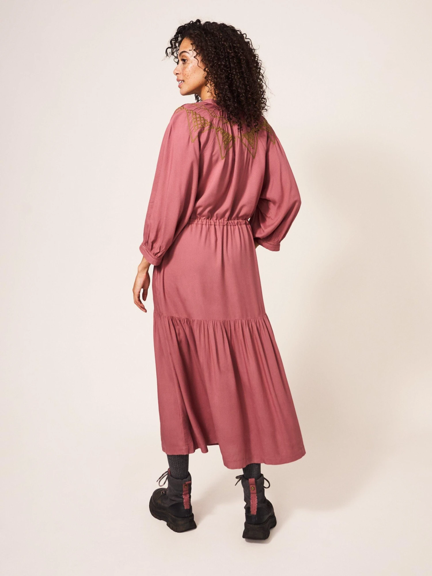 WHITE STUFF Agnes Embroidered Midi Dress In PINK MULTI 4 WHITE STUFF Agnes Embroidered Midi Dress In PINK MULTI - Image 4