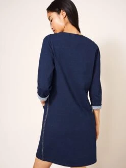 WHITE STUFF Skye Cotton Denim Jersey Dress In DK DENIM -Whte Stuffy Store 436913 DK DENIM MB