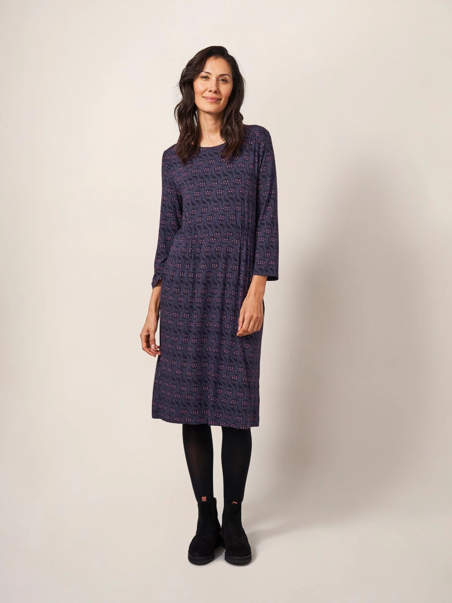 WHITE STUFF Talia Eco Vero Jersey Dress In PURPLE MULTI 2 WHITE STUFF Talia Eco Vero Jersey Dress In PURPLE MULTI - Image 2