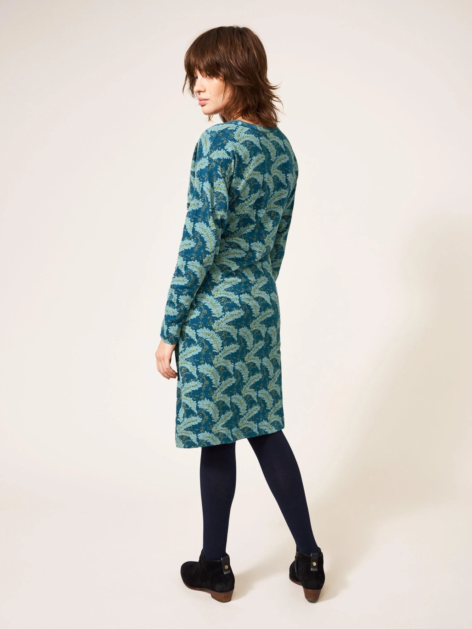 WHITE STUFF Tammy Jersey Dress In TEAL MULTI 4 WHITE STUFF Tammy Jersey Dress In TEAL MULTI - Image 4