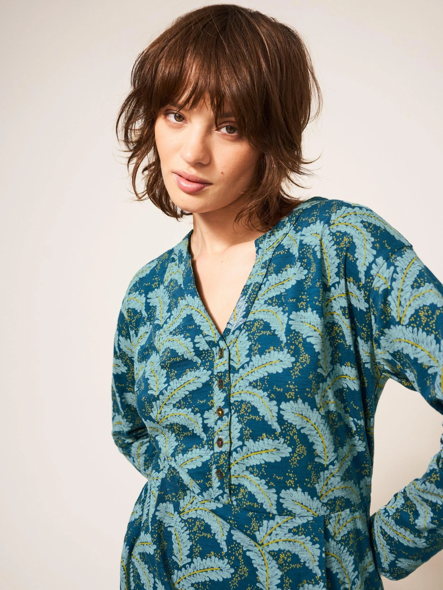 WHITE STUFF Tammy Jersey Dress In TEAL MULTI 2 WHITE STUFF Tammy Jersey Dress In TEAL MULTI - Image 2