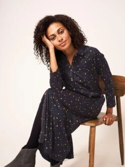 WHITE STUFF Carmen Jersey Dress In GREY MULTI