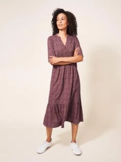 WHITE STUFF Naya Organic Cotton Blend Jersey Dress In PINK MULTI