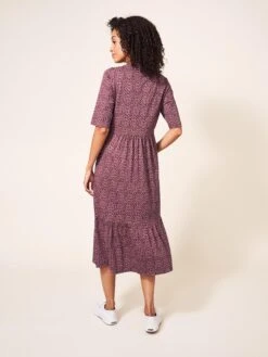 WHITE STUFF Naya Organic Cotton Blend Jersey Dress In PINK MULTI -Whte Stuffy Store 436936 PINK MLT MB