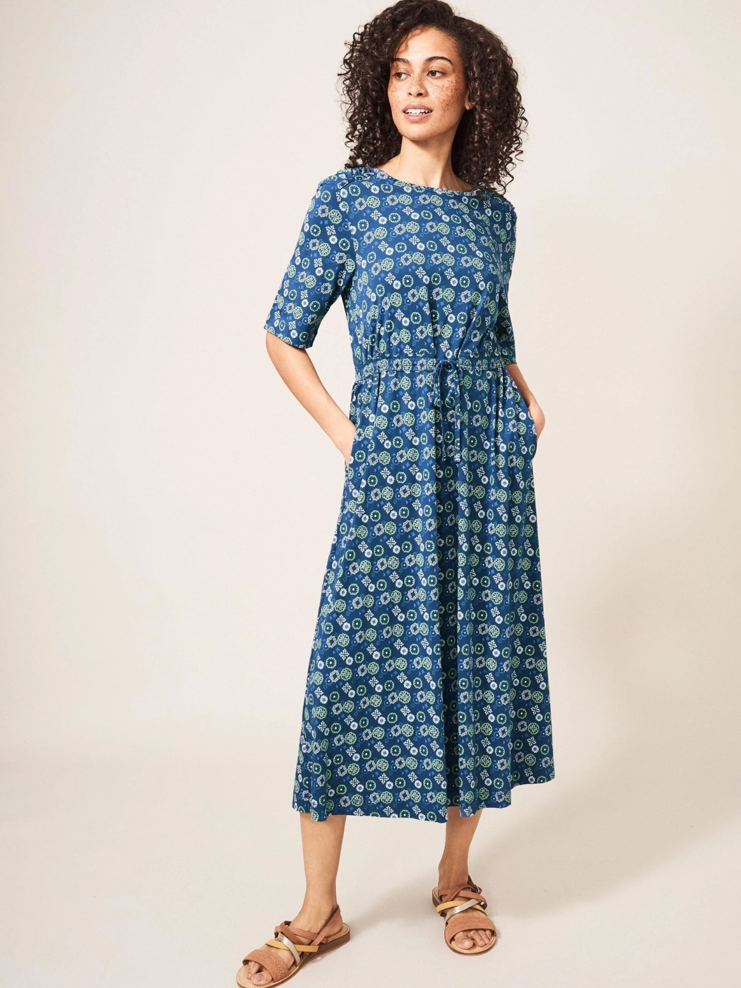 WHITE STUFF Nuelle Jersey Midi Dress In BLUE MULTI 1 WHITE STUFF Nuelle Jersey Midi Dress In BLUE MULTI