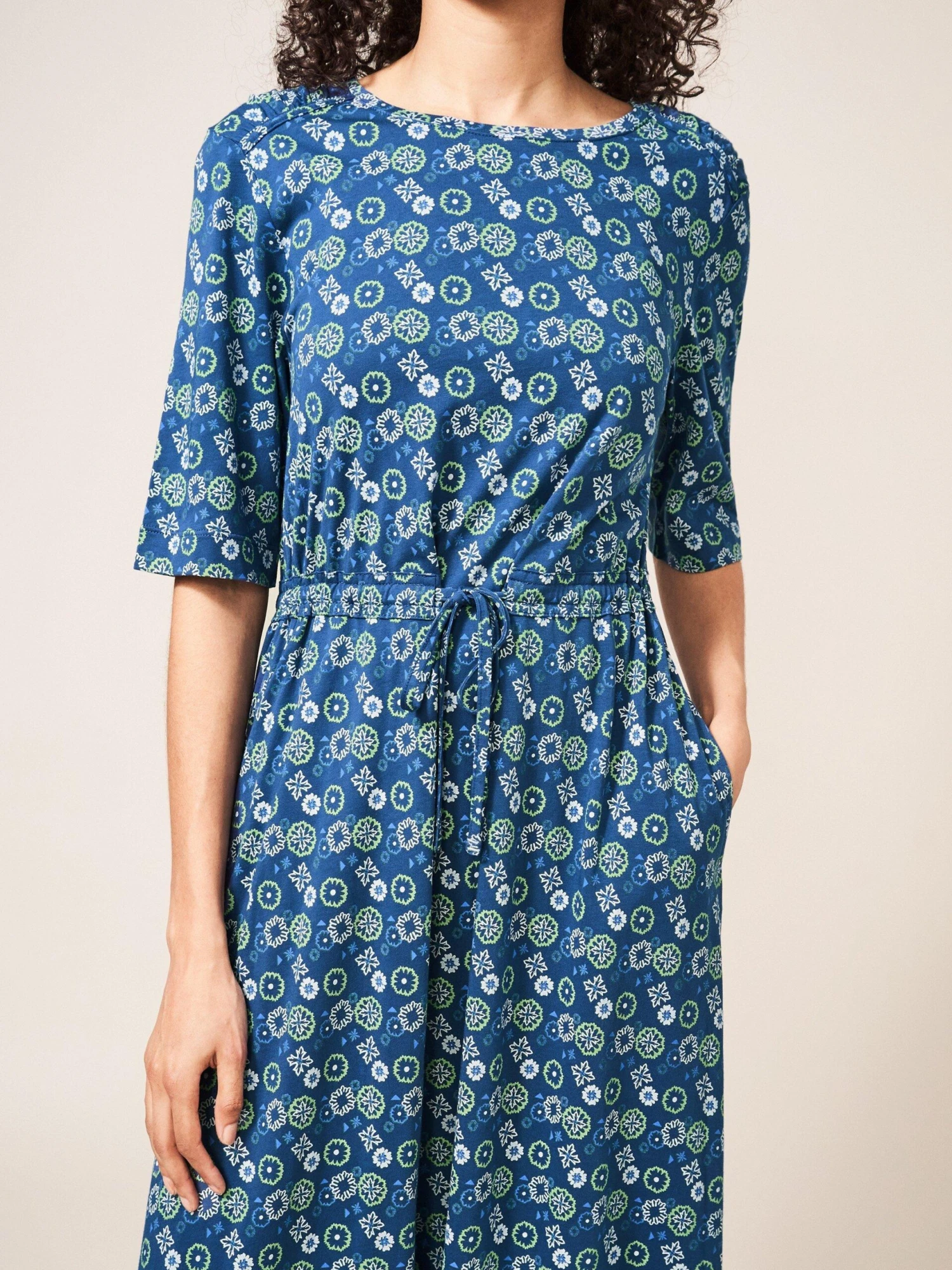 WHITE STUFF Nuelle Jersey Midi Dress In BLUE MULTI 3 WHITE STUFF Nuelle Jersey Midi Dress In BLUE MULTI - Image 3