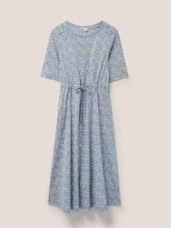 WHITE STUFF Nuelle Jersey Midi Dress In BLUE PRINT -Whte Stuffy Store 437073 BLUE PR FF 1