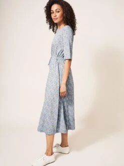 WHITE STUFF Nuelle Jersey Midi Dress In BLUE PRINT