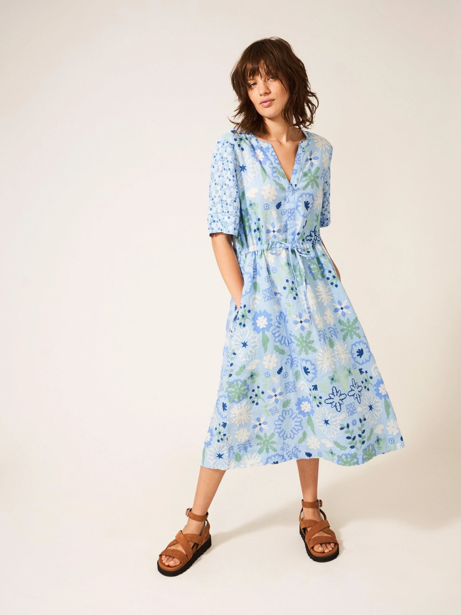 WHITE STUFF Ferne Linen Dress In BLUE MULTI 1 WHITE STUFF Ferne Linen Dress In BLUE MULTI