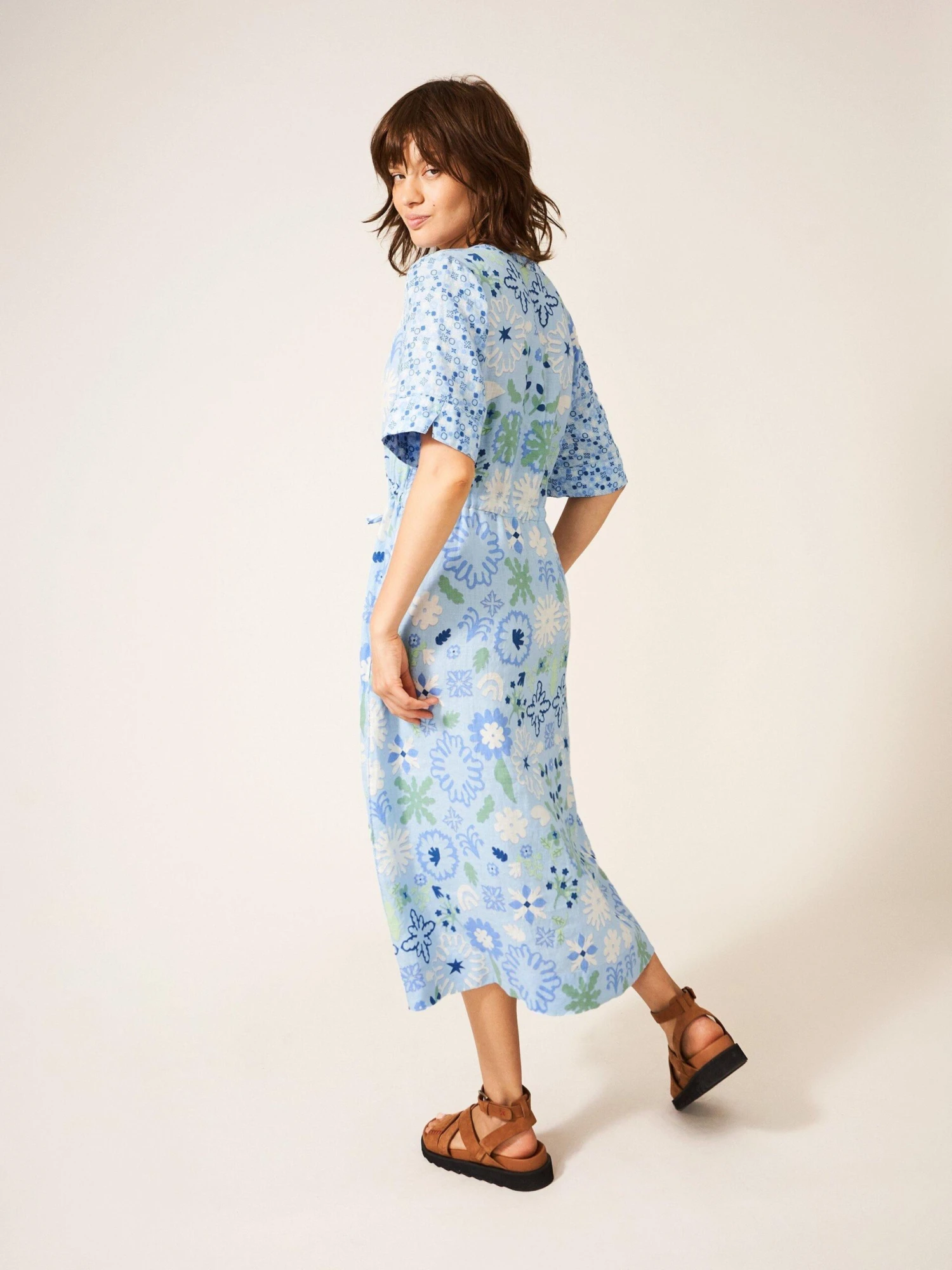 WHITE STUFF Ferne Linen Dress In BLUE MULTI 4 WHITE STUFF Ferne Linen Dress In BLUE MULTI - Image 4