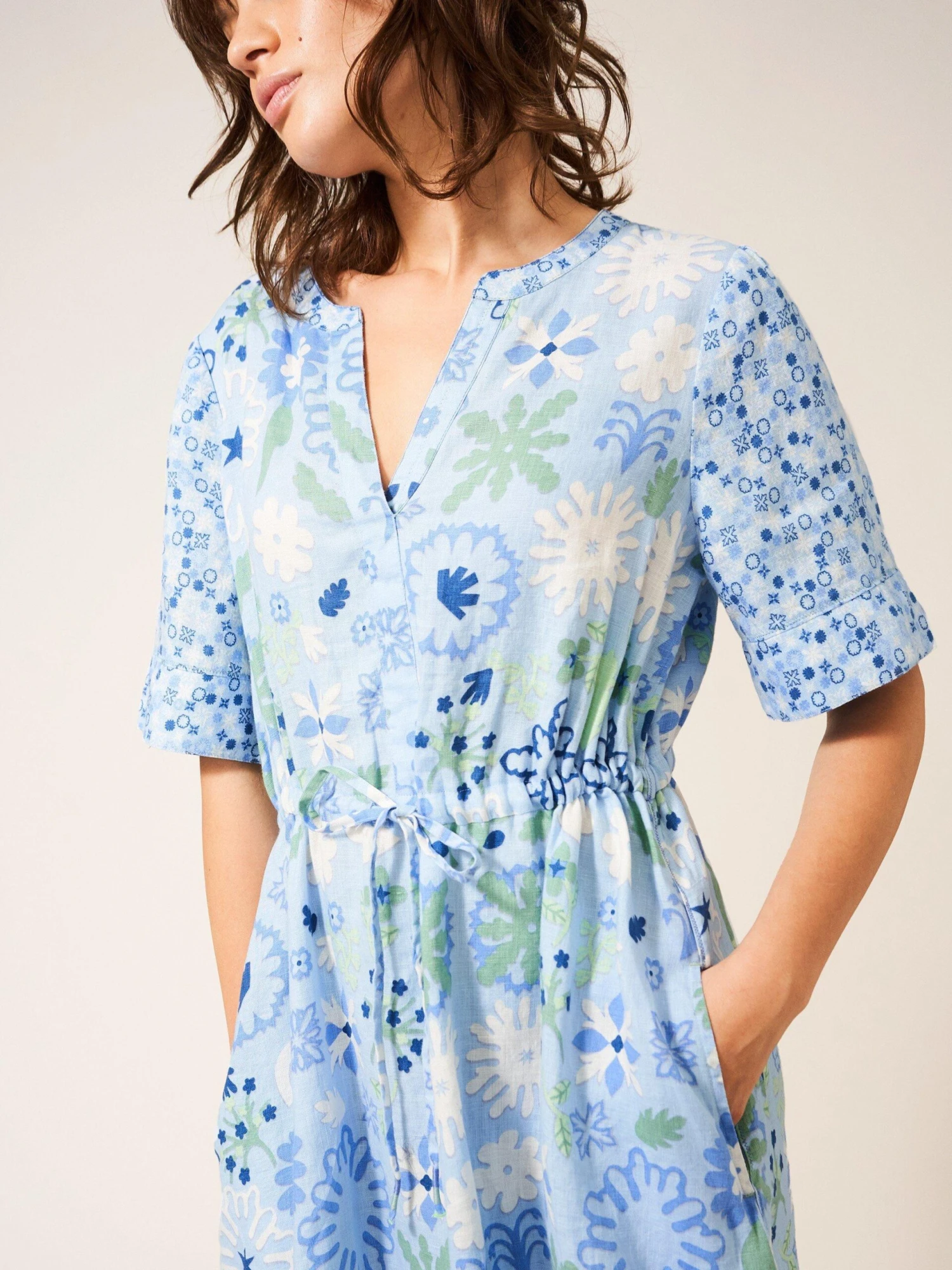 WHITE STUFF Ferne Linen Dress In BLUE MULTI 2 WHITE STUFF Ferne Linen Dress In BLUE MULTI - Image 2