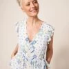 WHITE STUFF Ava Wrap Midi Dress In WHITE MULTI