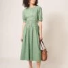WHITE STUFF Celeste Midi Dress In DUSTY GREEN