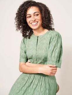 WHITE STUFF Celeste Midi Dress In DUSTY GREEN -Whte Stuffy Store 437109 DUS GREEN MD