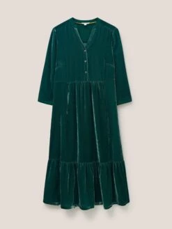 WHITE STUFF Naya Velvet Midi Dress In MID TEAL 13 WHITE STUFF Naya Velvet Midi Dress In MID TEAL -Whte Stuffy Store 437422 MID TEAL FF