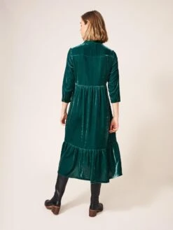 WHITE STUFF Naya Velvet Midi Dress In MID TEAL 12 WHITE STUFF Naya Velvet Midi Dress In MID TEAL -Whte Stuffy Store 437422 MID TEAL MB
