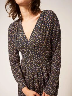 WHITE STUFF Rowan Eco Vero Jersey Dress In GREY MULTI -Whte Stuffy Store 437423 GREY MLT MD