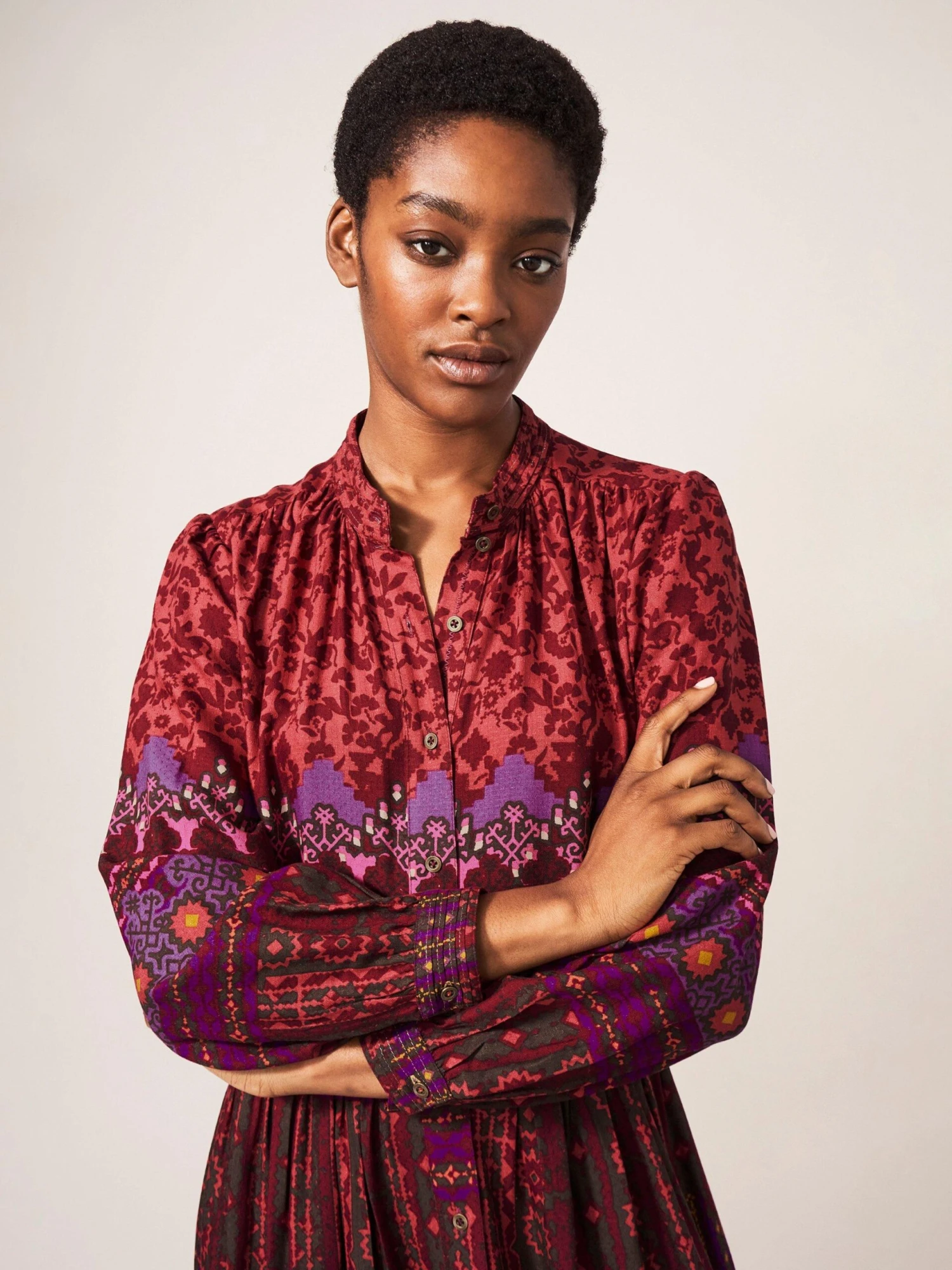 WHITE STUFF Mirabel Eco Vero Midi Dress In PLUM MULTI 2 WHITE STUFF Mirabel Eco Vero Midi Dress In PLUM MULTI - Image 2