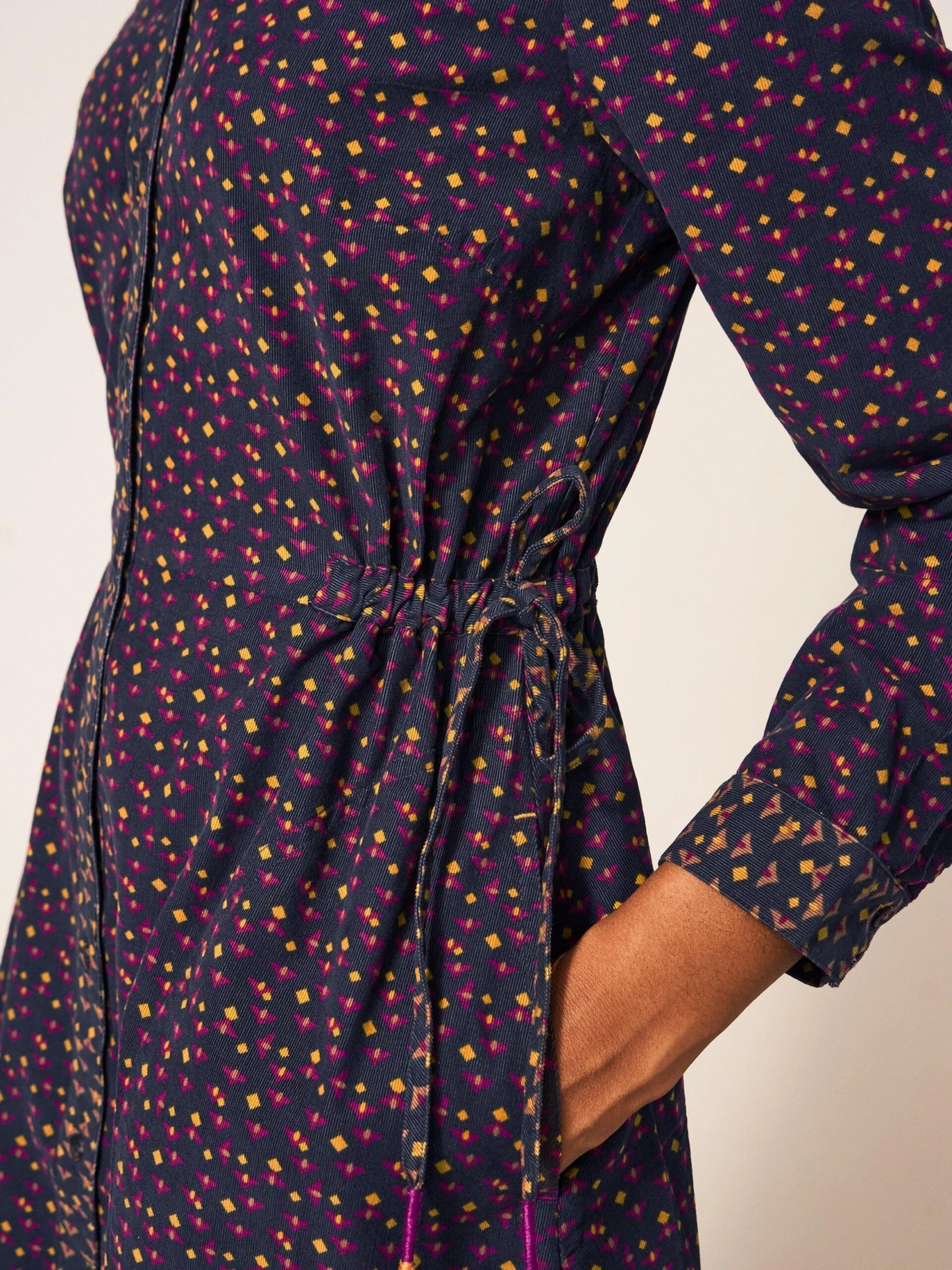 WHITE STUFF Jade Shirt Cord Dress In GREY MULTI 2 WHITE STUFF Jade Shirt Cord Dress In GREY MULTI - Image 2