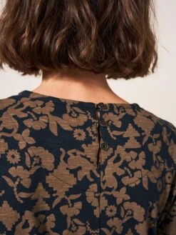 WHITE STUFF Olive Cotton Jersey Dress In GREY MULTI -Whte Stuffy Store 437428 GREY MLT MD