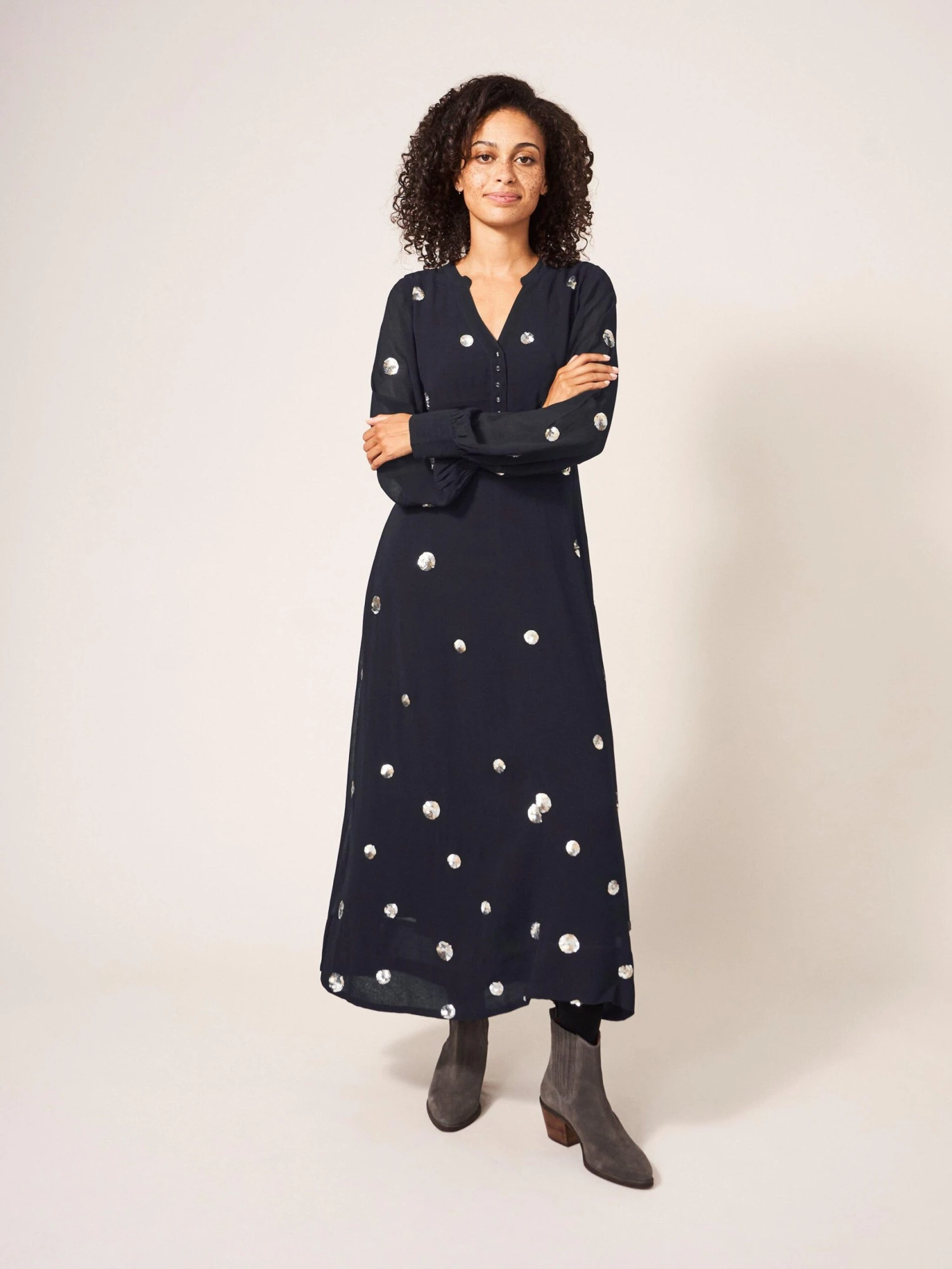 WHITE STUFF Kate Sequin Dress In BLACK MULTI 1 WHITE STUFF Kate Sequin Dress In BLACK MULTI