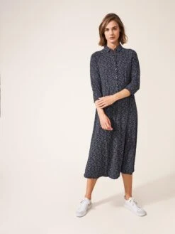 WHITE STUFF Carmen Jersey Shirt Dress In NAVY MULTI