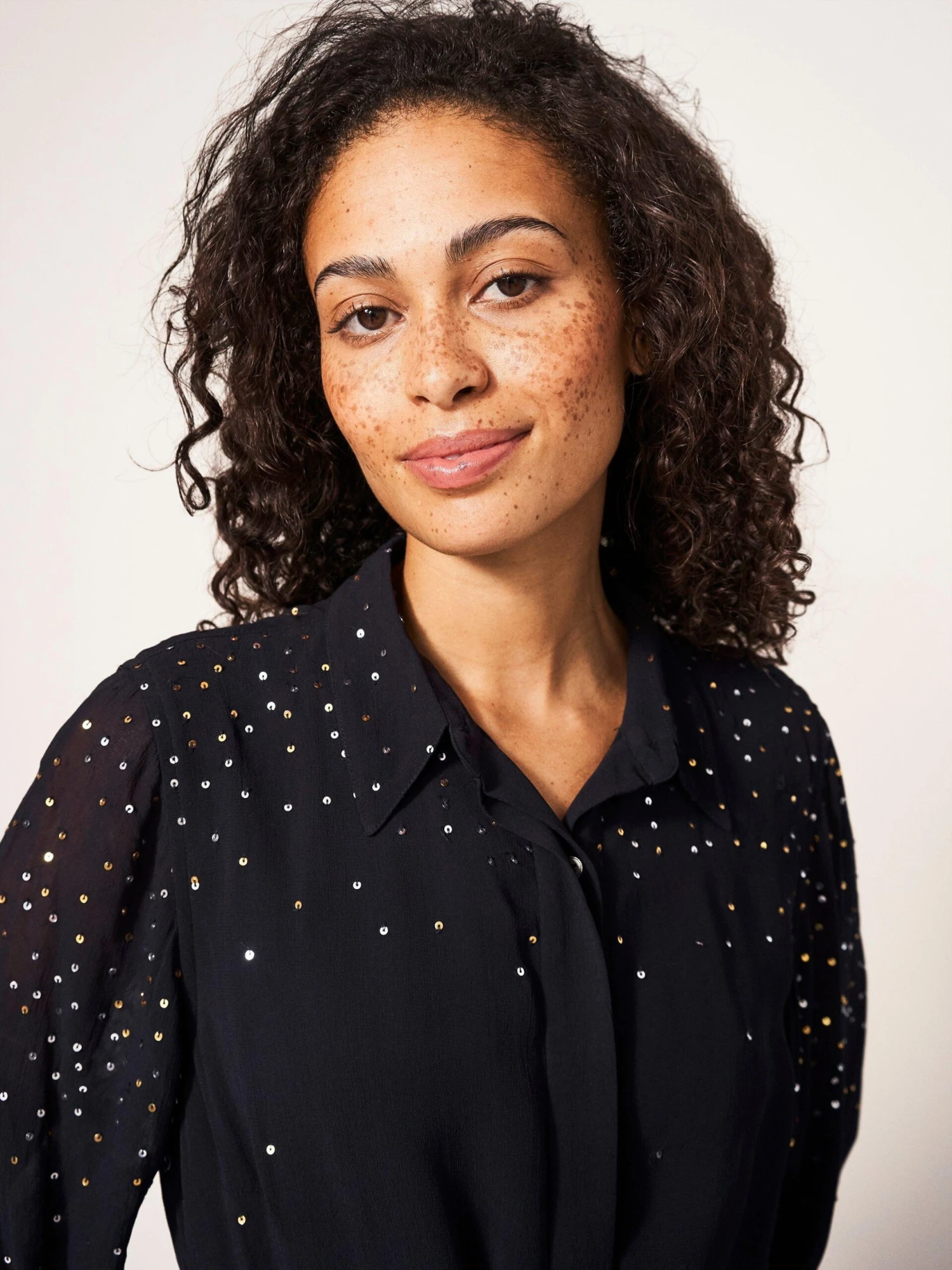 WHITE STUFF Celine Sequin Shirt Dress In BLACK MULTI 2 WHITE STUFF Celine Sequin Shirt Dress In BLACK MULTI - Image 2