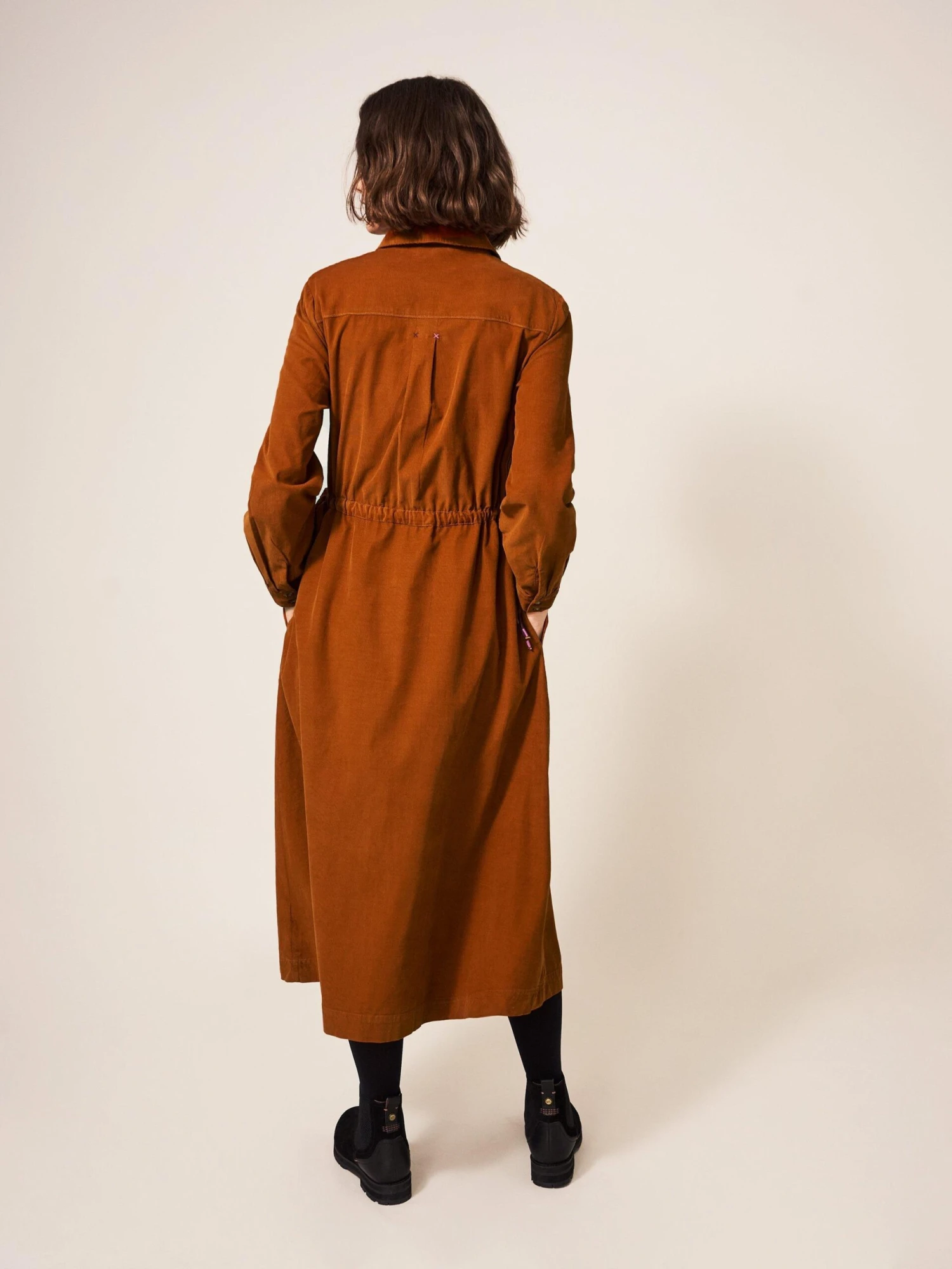 WHITE STUFF Jade Cord Shirt Dress In DARK ORANGE 4 WHITE STUFF Jade Cord Shirt Dress In DARK ORANGE - Image 4