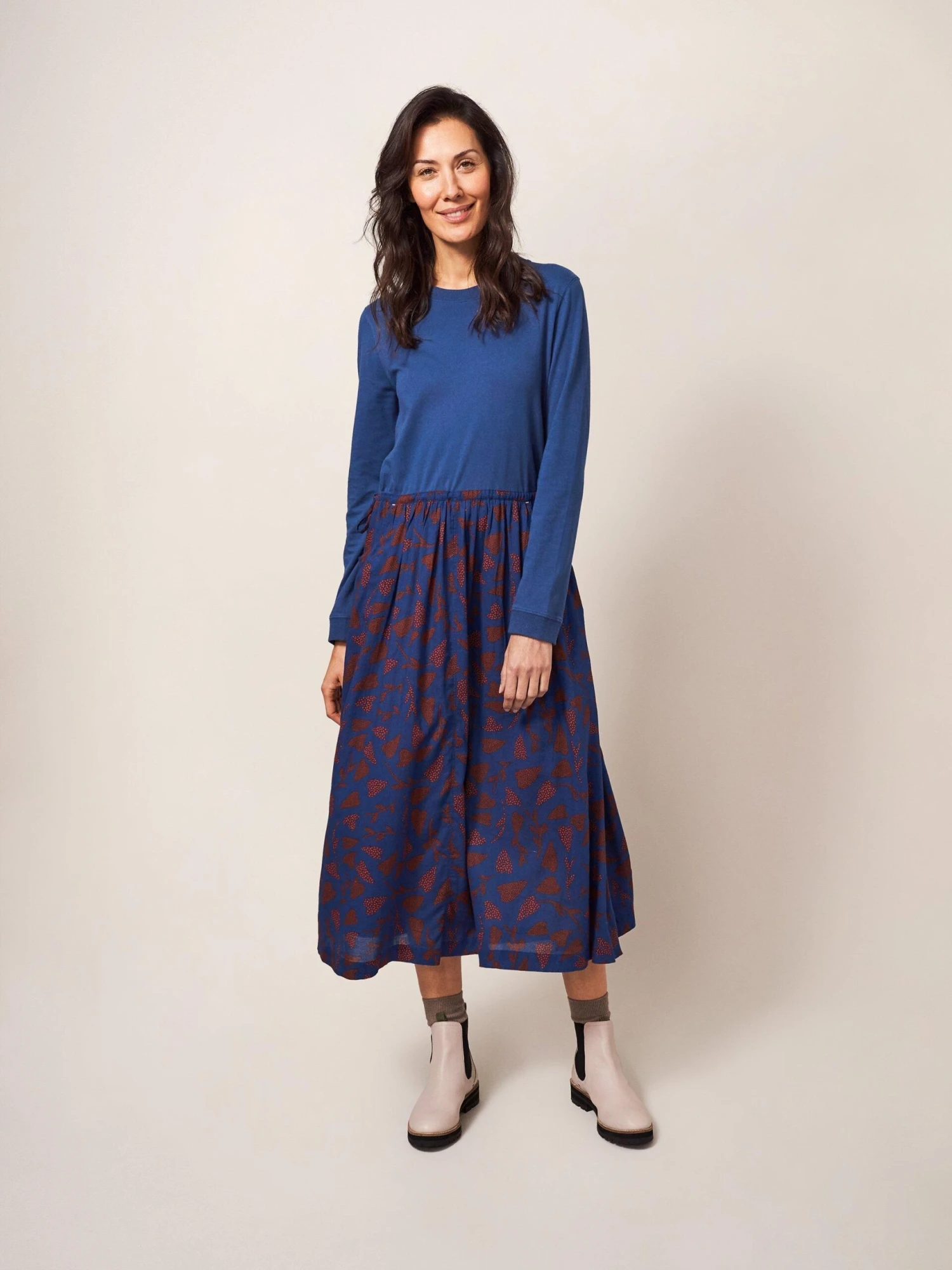 WHITE STUFF Sadie Midi Dress In NAVY MULTI 1 WHITE STUFF Sadie Midi Dress In NAVY MULTI