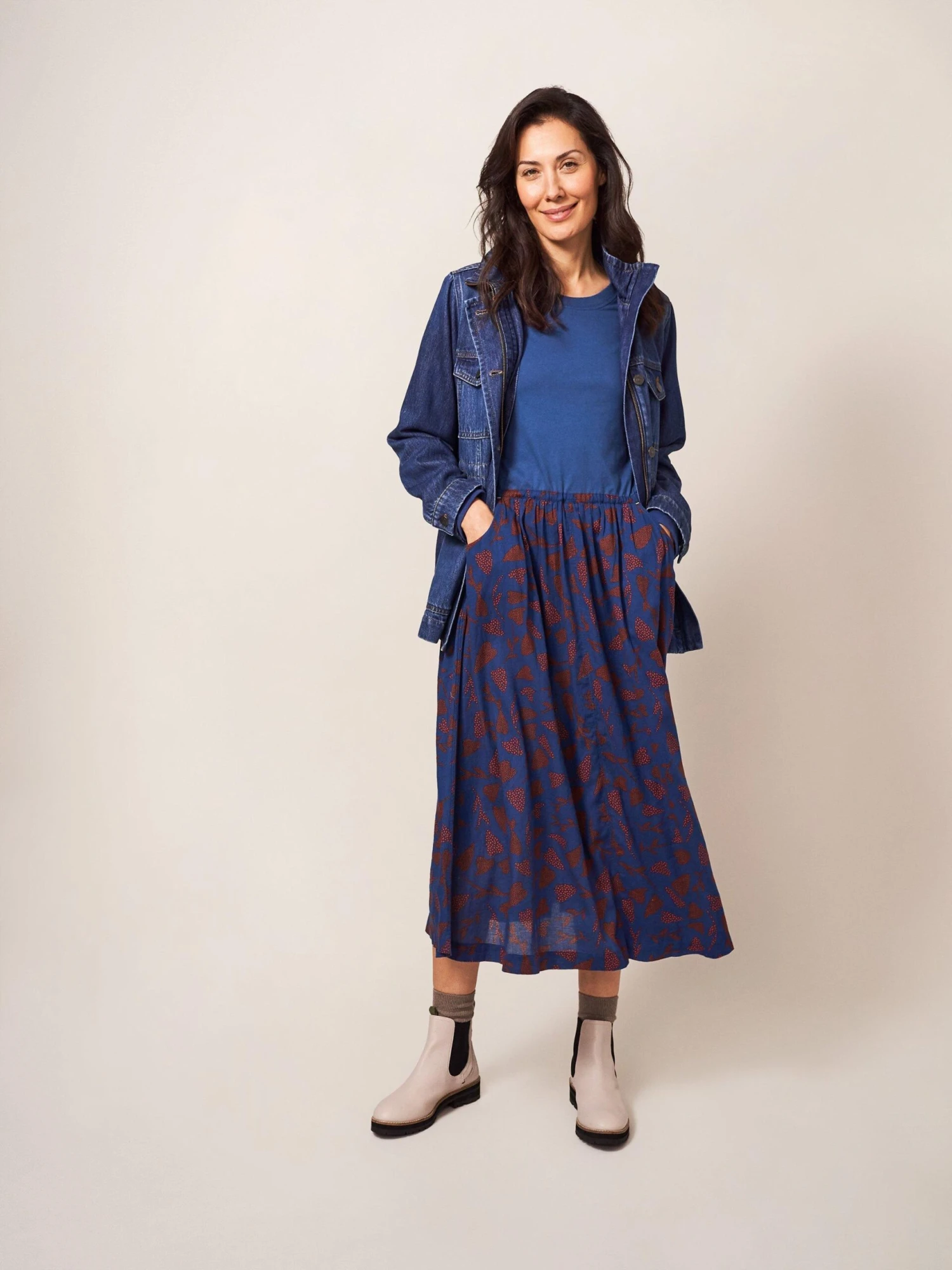 WHITE STUFF Sadie Midi Dress In NAVY MULTI 2 WHITE STUFF Sadie Midi Dress In NAVY MULTI - Image 2