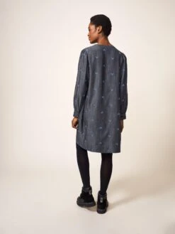 WHITE STUFF Sofia Emb Shift Dress In GREY MULTI -Whte Stuffy Store 438151 GREY MLT MB