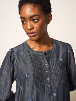 WHITE STUFF Sofia Emb Shift Dress In GREY MULTI -Whte Stuffy Store 438151 GREY MLT MD