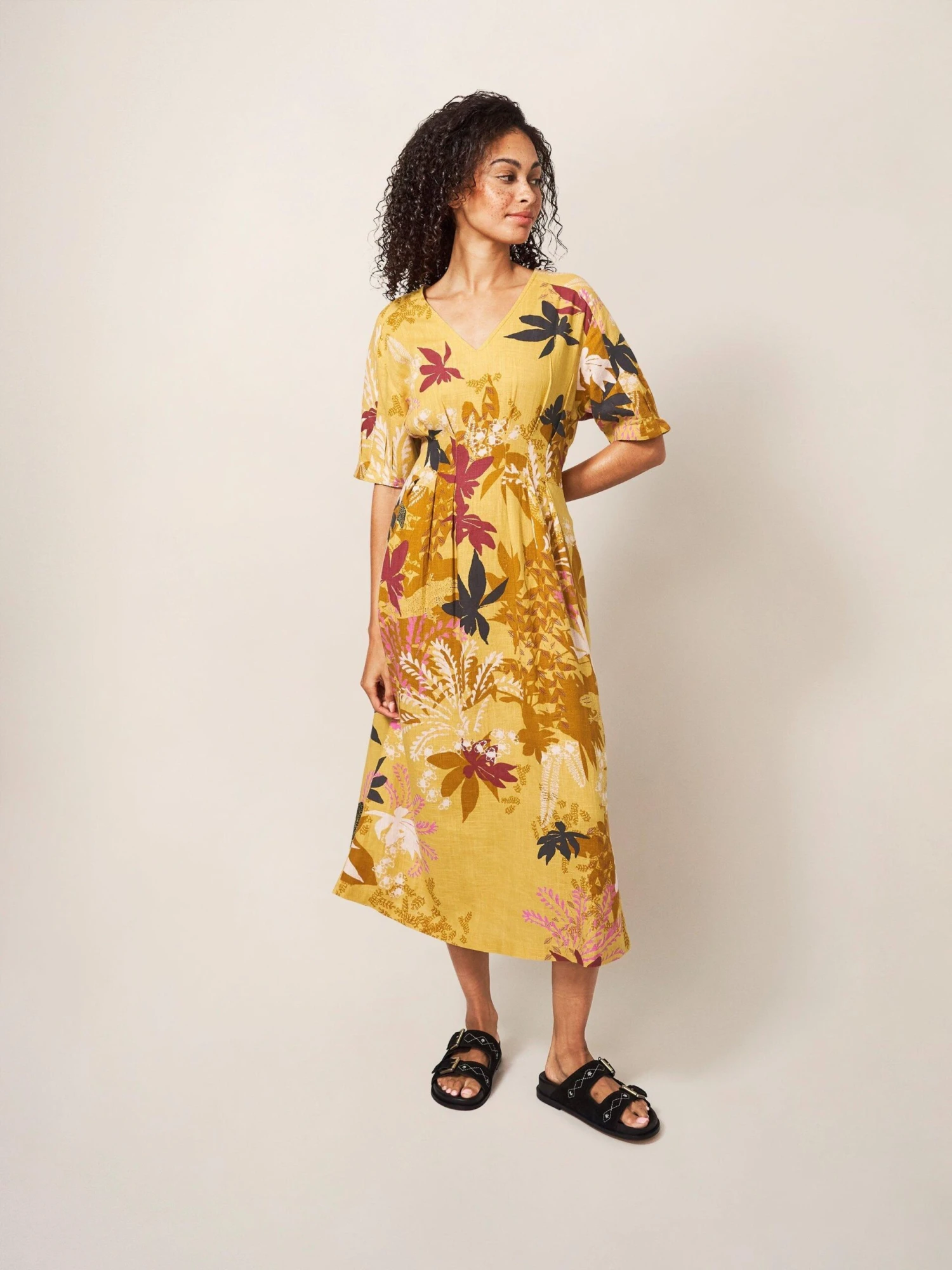WHITE STUFF Kate Midi Dress In YELLOW MULTI 3 WHITE STUFF Kate Midi Dress In YELLOW MULTI - Image 3