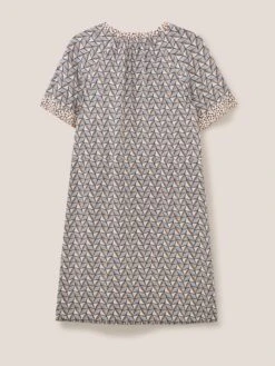 WHITE STUFF Cora Linen Blend Dress In NATURAL MULTI -Whte Stuffy Store 438154 NAT MLT FB