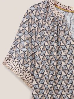 WHITE STUFF Cora Linen Blend Dress In NATURAL MULTI -Whte Stuffy Store 438154 NAT MLT FD