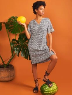 WHITE STUFF Cora Linen Blend Dress In NATURAL MULTI