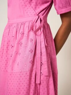 WHITE STUFF Patchwork Broderie Midi Dress In BRIGHT PINK 6 WHITE STUFF Patchwork Broderie Midi Dress In BRIGHT PINK -Whte Stuffy Store 438156 BRT PINK MD