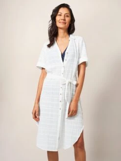 WHITE STUFF Devin Shirt Dress In IVORY MULTI